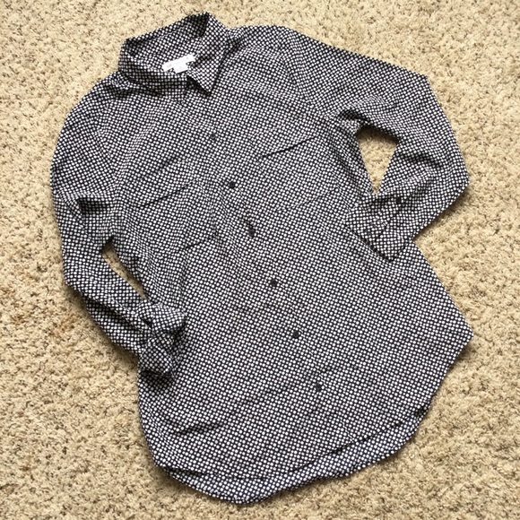 Liz Claiborne Black and White Blouse Button Down Shirt - Picture 2 of 7